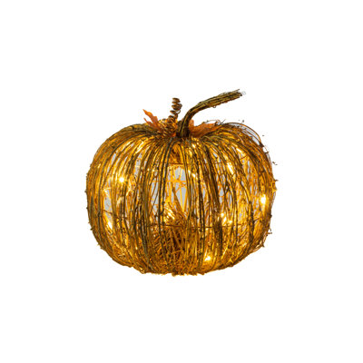 Sitting Brown LED Stick Pumpkin