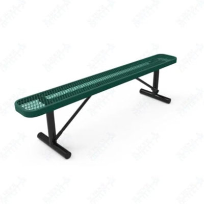 Banc d'extérieur portatif en métal robuste avec revêtement en plastique de 6 pieds résistant aux intempéries avec dossier | Idéal pour les complexes sportifs, les parcs et les écoles - Gris sans dossier