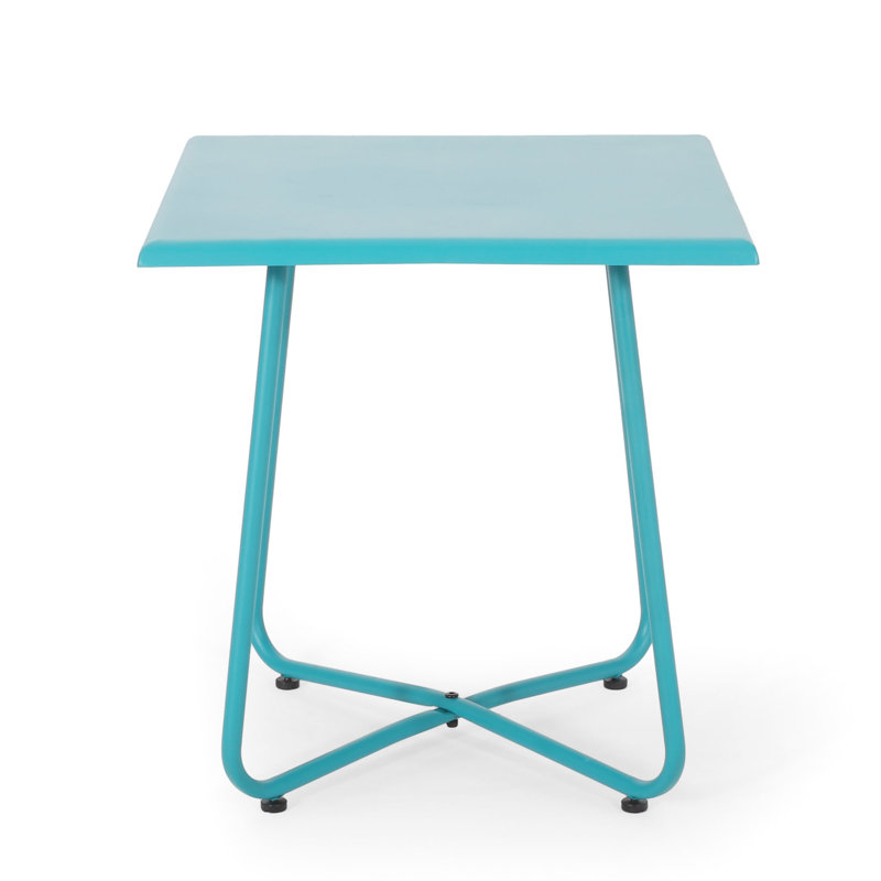 18" Side Table In Teal, Made Of Steel Teal With Constancy, Teal