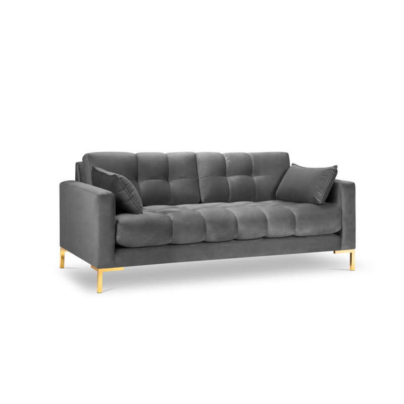 Francisca 2 Seater Sofa, Light Grey, Gold