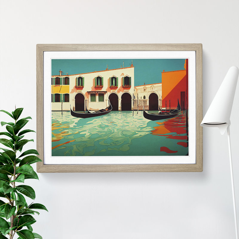 Modern Venice Canal Vol.1 - Framed Print, 25cm H x 34cm W x 2cm D, Oak Framed