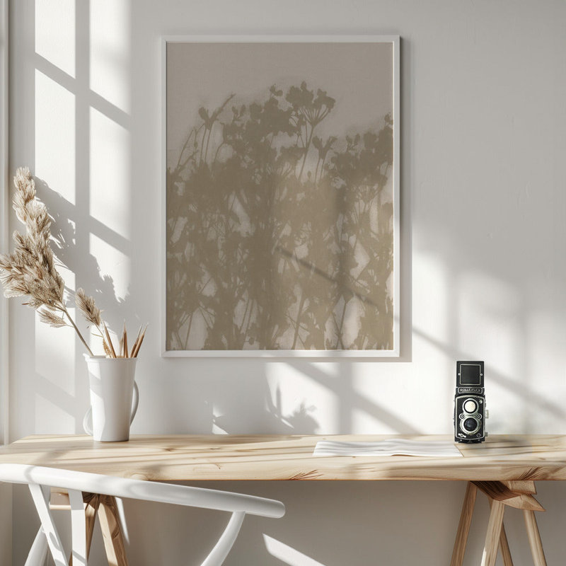 Pré sauvage en ocre et blanc, H 28 po x l 40 po, Blanc