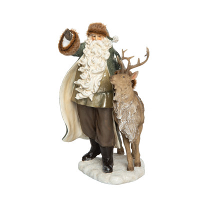 Décoration de Noël père Noël et renne 12,25 po en résine multicolore