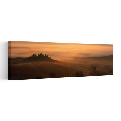 Misty Tuscan Sunrise Serene Abstract Contemporary Landscape Nature Wall Art