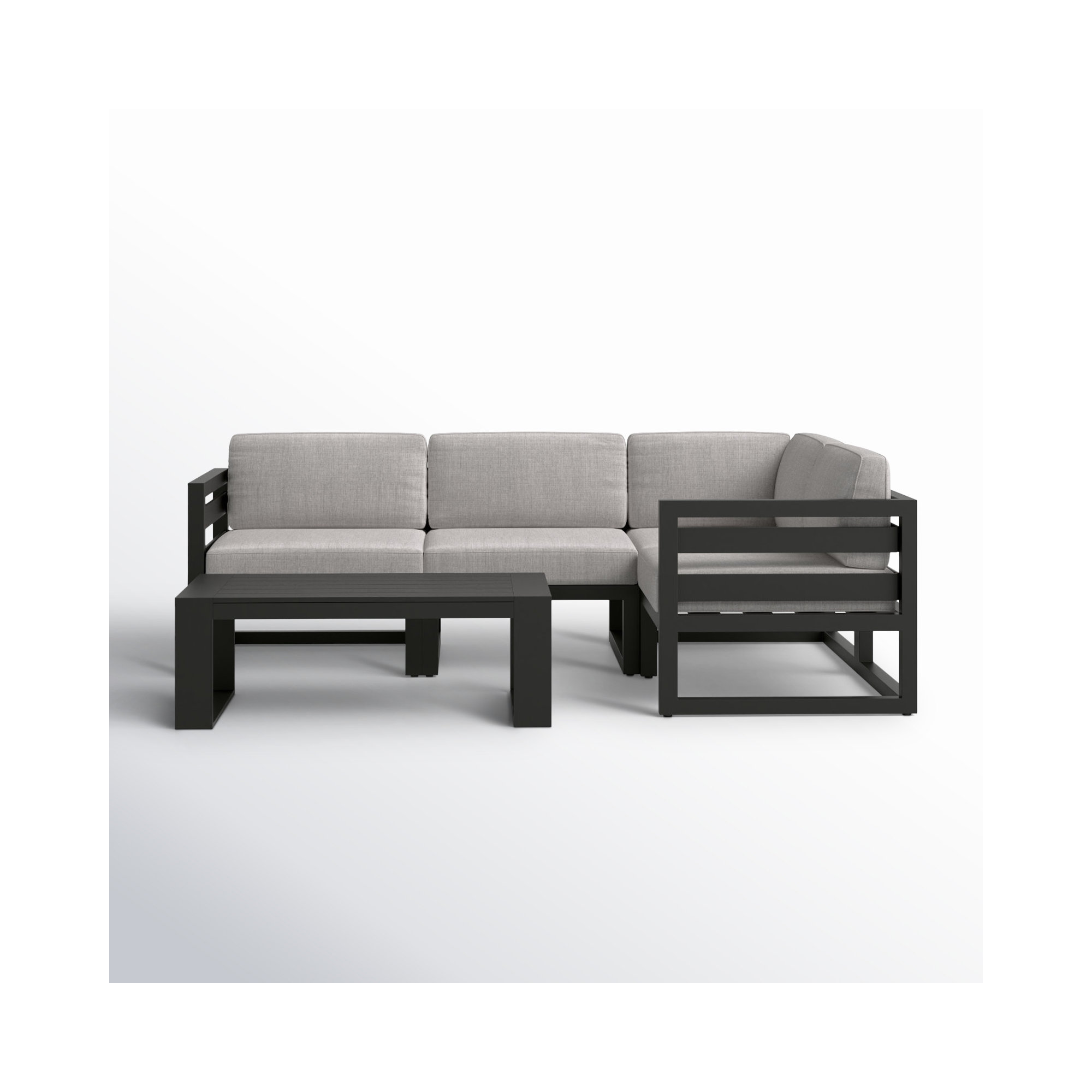 Smith 5 Piece Sectional Seating Group with Sunbrella® Cushions, Cast Silver, Black