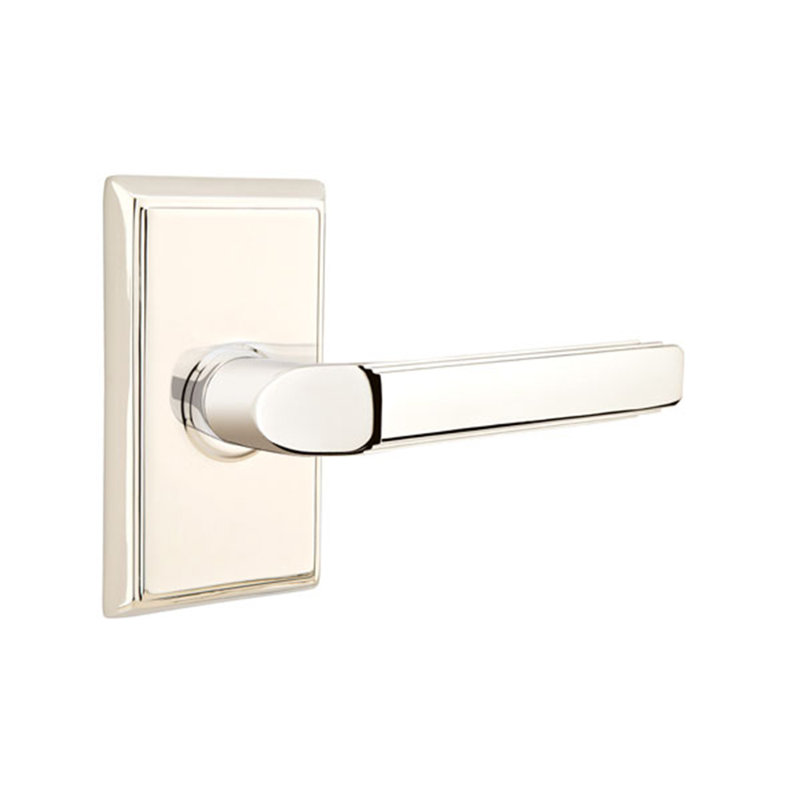 Faux levier de porte double avec rosette Milano, Droite, Nickel poli à vie