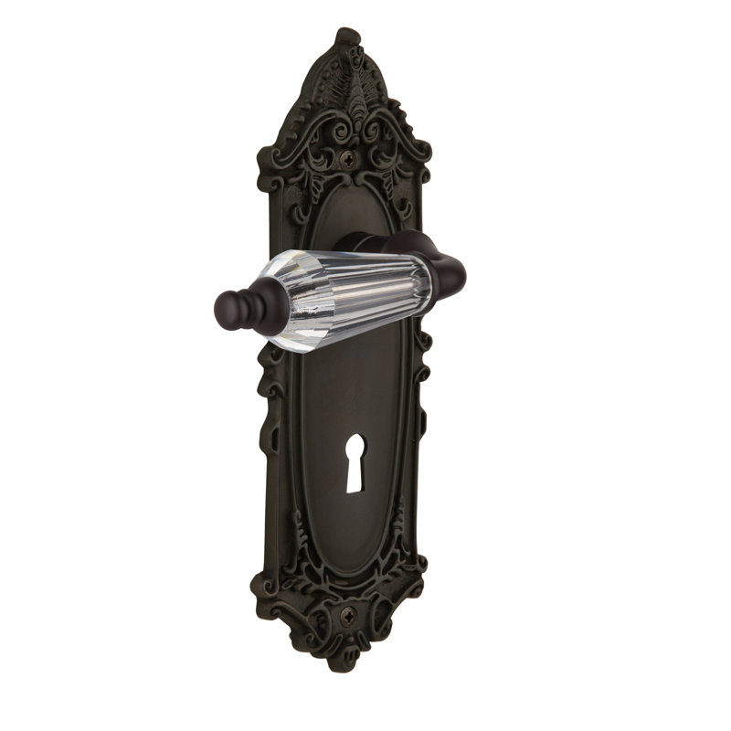Assiette victorienne avec trou de serrure décoratif et double faux avec levier de salon, Bronze frotté à l'huile