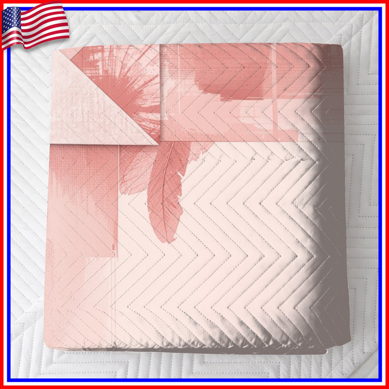 Couvre-lit matelassé rose plume abstraite toutes tailles, Lit simple