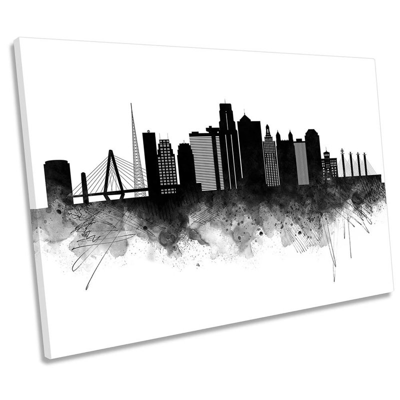Kansas City Skyline - Wrapped Canvas Print, 30.5cm H x 45.7cm W x 2cm D
