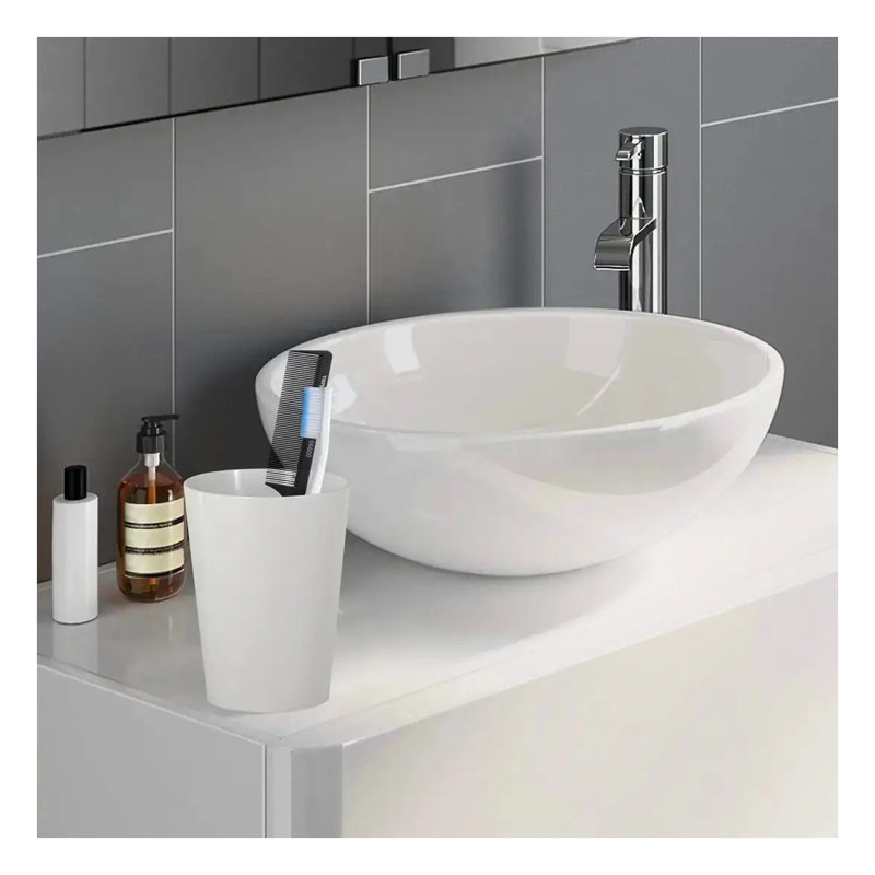Gobelet décoratif en résine blanche et gobelet de rinçage pour l'organisation du meuble-lavabo de salle de bain