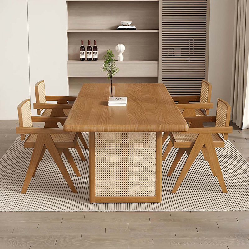 Table de conférence 86,61 po en bois massif brun de style minimaliste