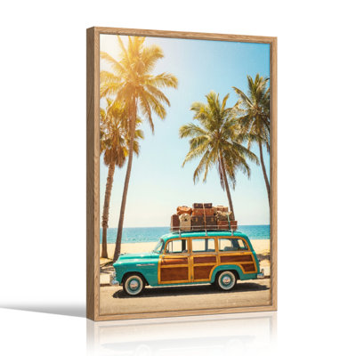 «Beach Car», reproduction d'art sur toile, ensemble de 1
