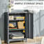 Armoire, grise - offre amplement d'espace avec 3 tablettes à l'intérieur de l'armoire en métal pour la chambre à coucher