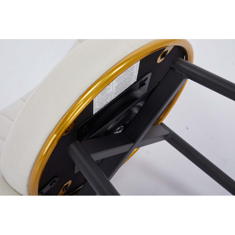 Counter Height Bar Stools Set of 2, 360° Swivel Upholstered Barstools with Backs and Metal Legs, 26" H Seat Height, Velvet Fabric,Goldy Footrest