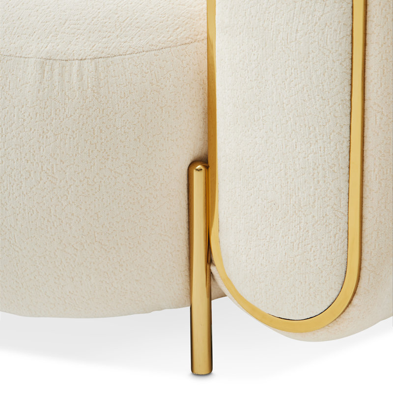 Luxurious Gold and Crepe Chenille Accent Chair with Beech Wood Frame