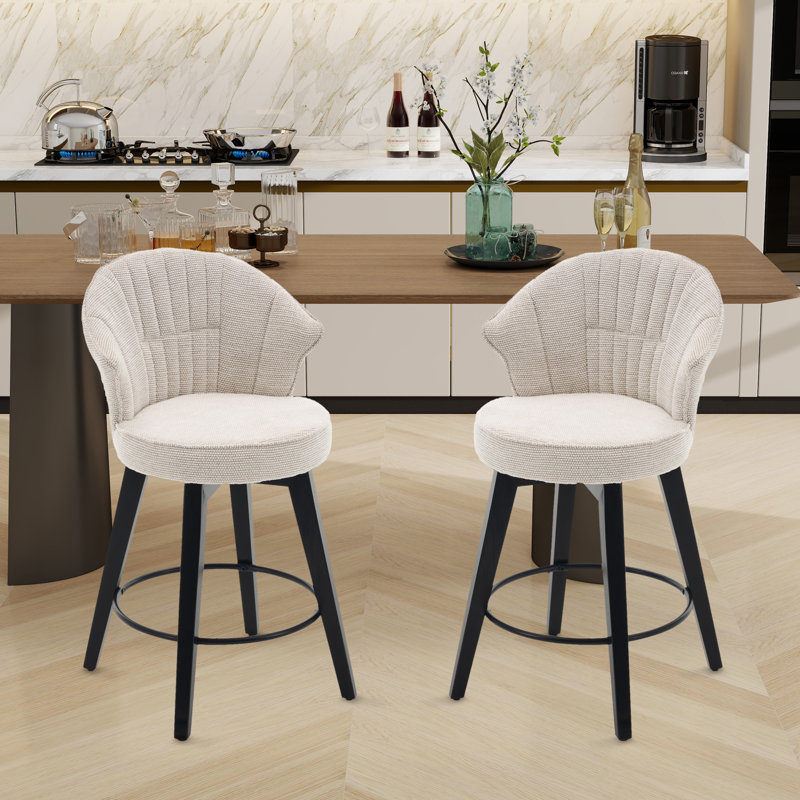 Upholstered Counter&Bar Stool(Set Of 2), White