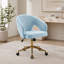 Chaise de bureau ajustable, pour la maison ou la chambre, chaise pivotante ergonomique, dossier inclinable, confortable pour une utilisation prolongée, base dorée, bleue