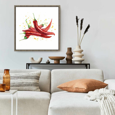 Red Hot Peppers Canvas | Red Framed Art for Home Decor