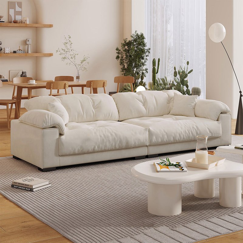 Coussin de canapé blanc modulaire en polyester Fourseat, H 32,68 po x l 110,24 po x P 39,37 po