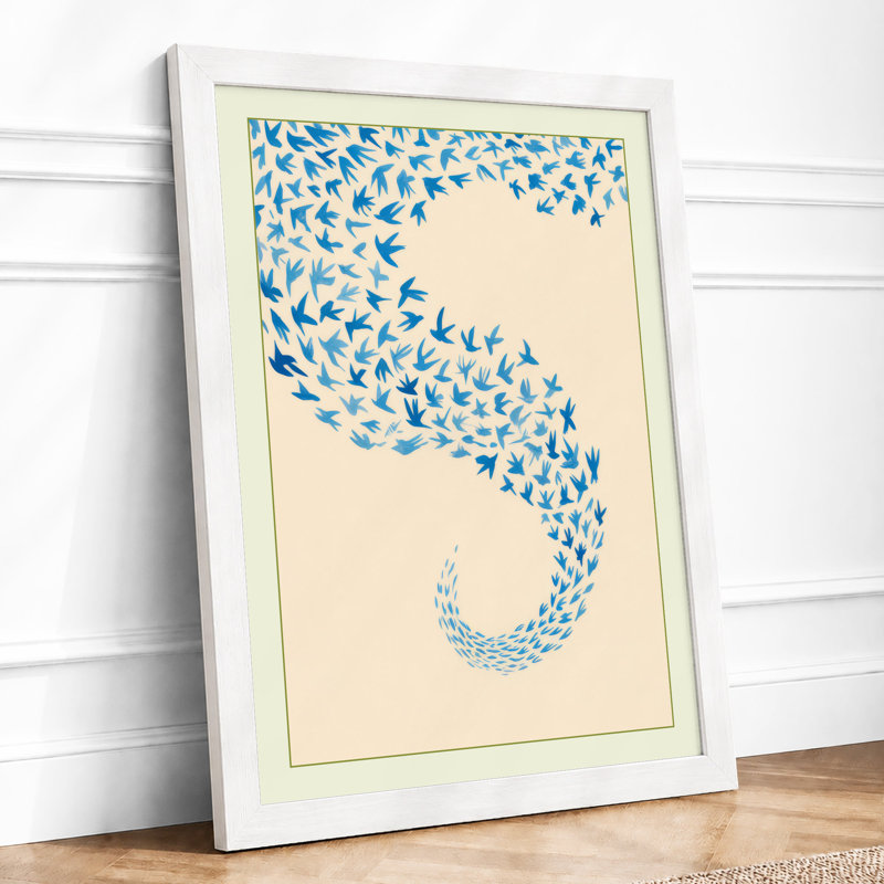 Flowing Geometry Birds Minimalist - Print, A4 - 29.7 x 21.0 cm, White