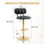 Ensemble de 2 tabourets de bar modernes à hauteur réglable, tabourets revêtus de cuir polyuréthane noir avec base et repose-pieds en métal doré pour îlot de cuisine, bar personnel et salle de jeux-321745486-321745480