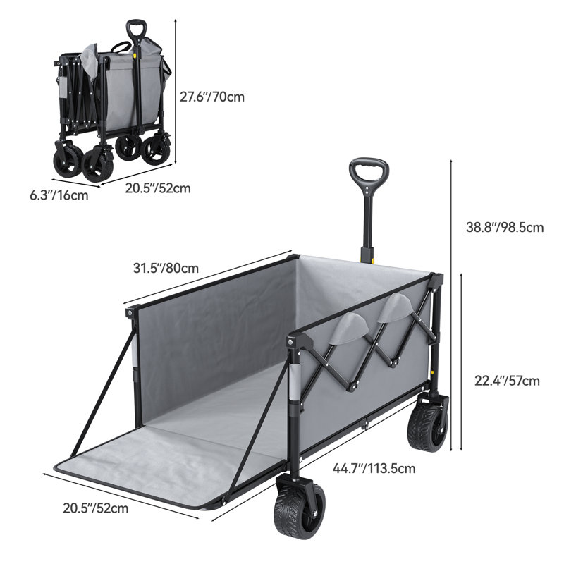 Collapsible Foldable Beach Wagon Cart Utility Cart with Folding Tailgate