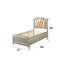 Lit double en cuir champagne - DEL, rangement spacieux, champagne synthétique et rangement avec DEL