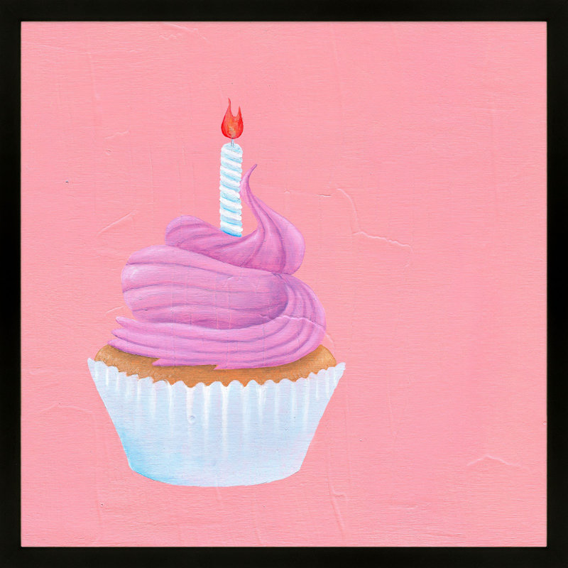 Birthday Cupcake Print by Katy Montica, Black Framed Paper, 16" W x 16" H x 1.25" D
