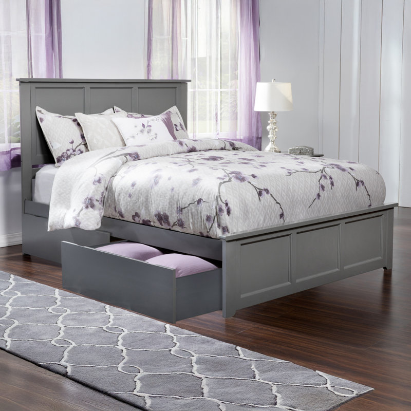 Amear Solid Wood Standard Bed with Drawers