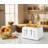 White Four-Slice Toaster With Dual Independent Controls, Extra-Wide Slot, 7 Baking Levels, 4 Main Functions, And A Removable Crumb Tray; Practical And Easy To Clean.