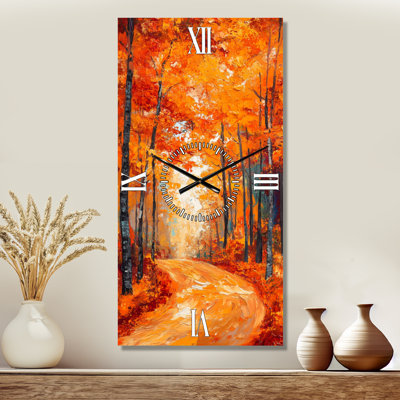 Wild Brush Autumn Forest II - Landscape Wall Clock, Printed on Metal