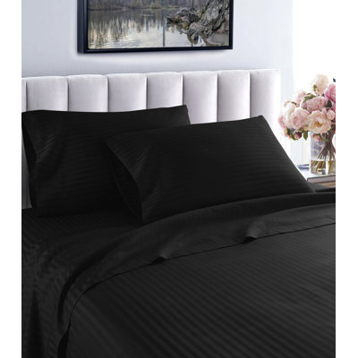 Beverly Hills 600 Thread Count Striped Egyptian-Quality Cotton Sateen Sheet Set