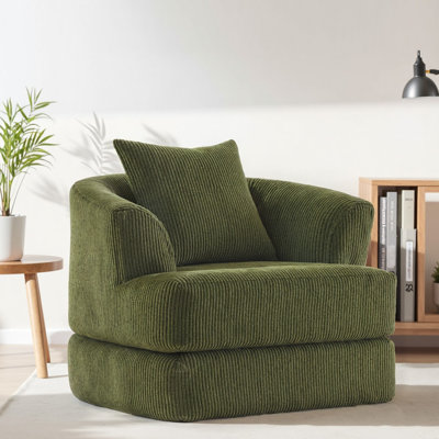 Oversized Upholstered Convertible Accent Barrel Chair