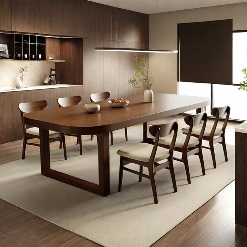 Table de salle à manger rectangulaire en bois massif, H 29,53 po x L 86,61 po x l 31,5 po