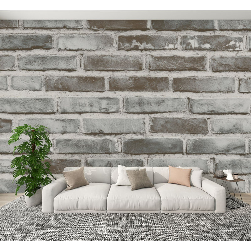Papier peint auto-adhésif en brique grise à motif de brique grise 100 po H x 144 po, papier peint amovible en PVC auto-adhésif pour chambre à coucher, bureau à domicile