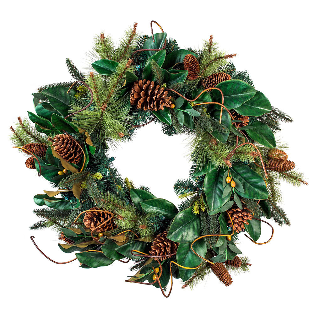 Adaylee 30 in. Holiday Wreath with Lights - Magnolia Leaf The Holiday Aisle®