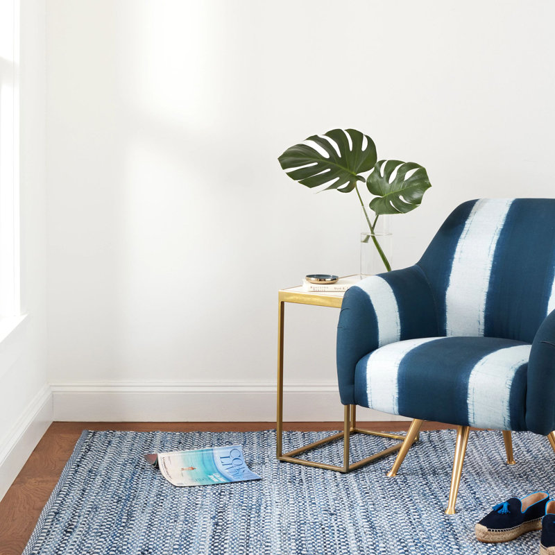 Denim Stone Blue Handwoven Cotton Rug, Rectangle 2' x 3'