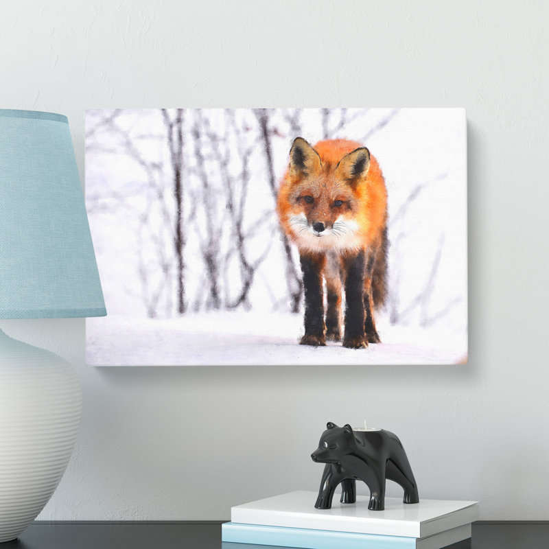 Red Fox In A Winter Forest - Wrapped Canvas, 50cm H x 76cm W x 3cm D