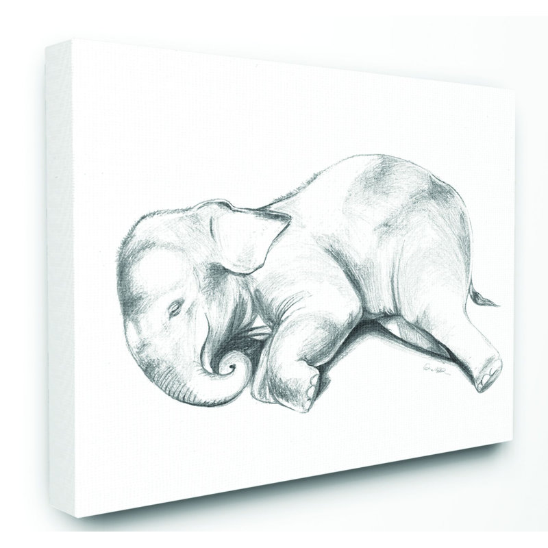 « jolie éléphant, dessin de couleur neutre à motif gris baby animal », impression, H 16 po x l 20 po, Toile tendue