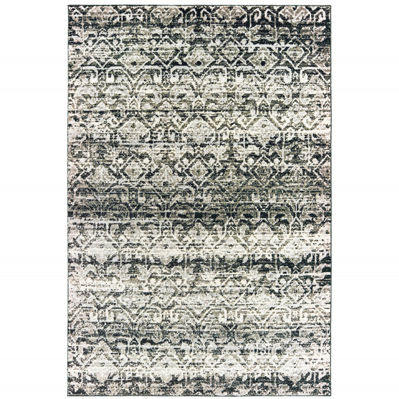 Tapis bleu marine / noir Laurie, Rectangle 3 pi 10 po x 5 pi 5 po