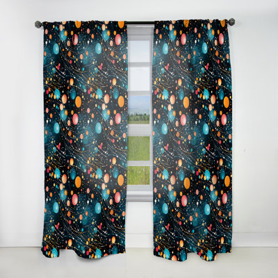 Celestial Allure Polka Dots Pattern - Modern Curtain - Velvet Room Darkening - 1 Panel