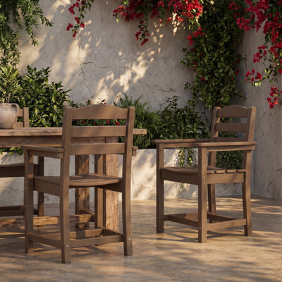 Outdoor Patio Dining Chairs, All-Weather Patio Chairs With Arms, Weather-Resistant Deck Chairs For Garden, Porch, Backyard(Set Of 2 )
