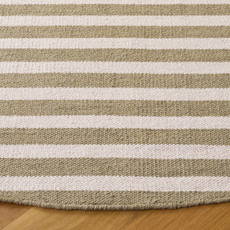 Esven Hand Woven Cotton Striped Rug, Round 6'