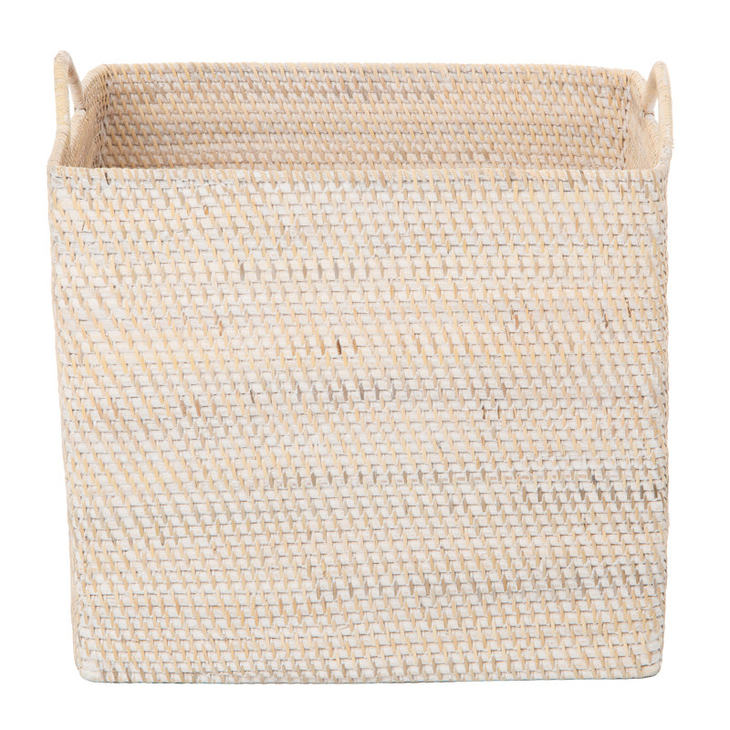 Beachcrest Home™ Simran Rattan Basket, White Wash