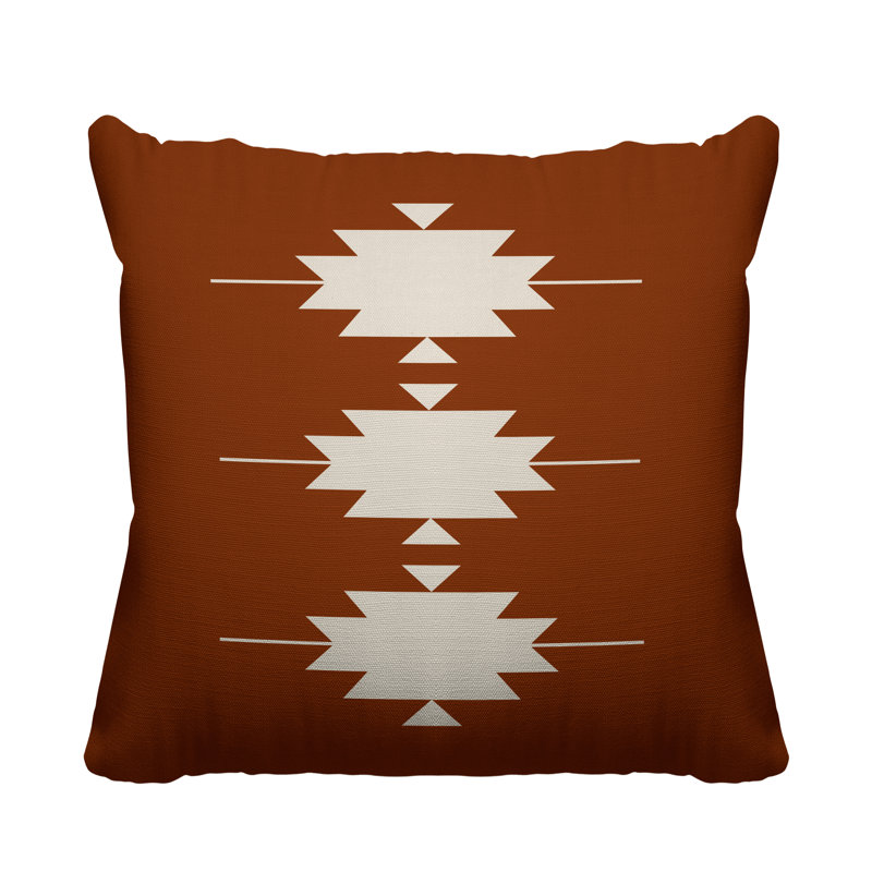 Coussin intérieur / extérieur Sike Southwestern, L 17 po x H 17 po, Orange brûlé