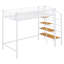 Lit mezzanine simple en métal avec grille de rangement supérieure et échelle de rangement latérale, blanc