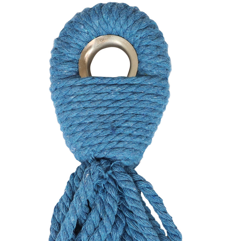 Hamac double brésilien en coton tissé à la main 2 personnes avec support Mira, Bleu