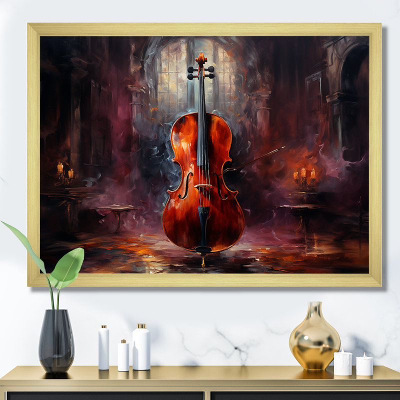 Violoncelle Charisma bourgogne foncé IV, Cadre doré simple, H 34 po x l 44 po x P 1,5 po