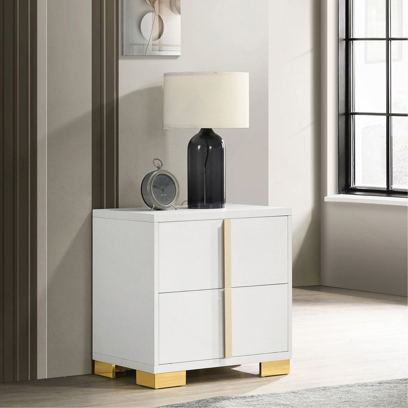 Jeremiah White 2-Drawer Nightstand