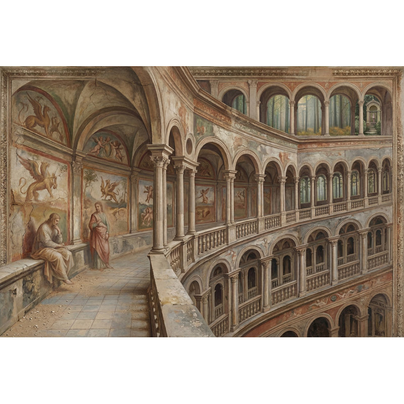 Papier peint amovible de style Renaissance à l'intérieur du palais Arches, 200 po x 120 po, Peler et coller